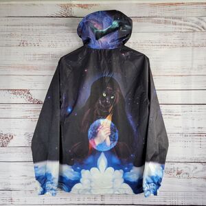 RIPNDIP MENS SIZE S GALAXY GYPSY ANORAK JACKET BLACK HOODED STARS CAT